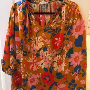 Entro Orange Ruffled 3/4 Sleeve Blouse